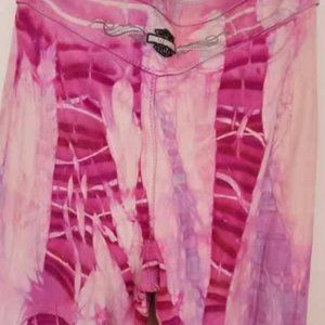 Harley Leather Motorcycle pants pink purple tan white black biker tie dye medium